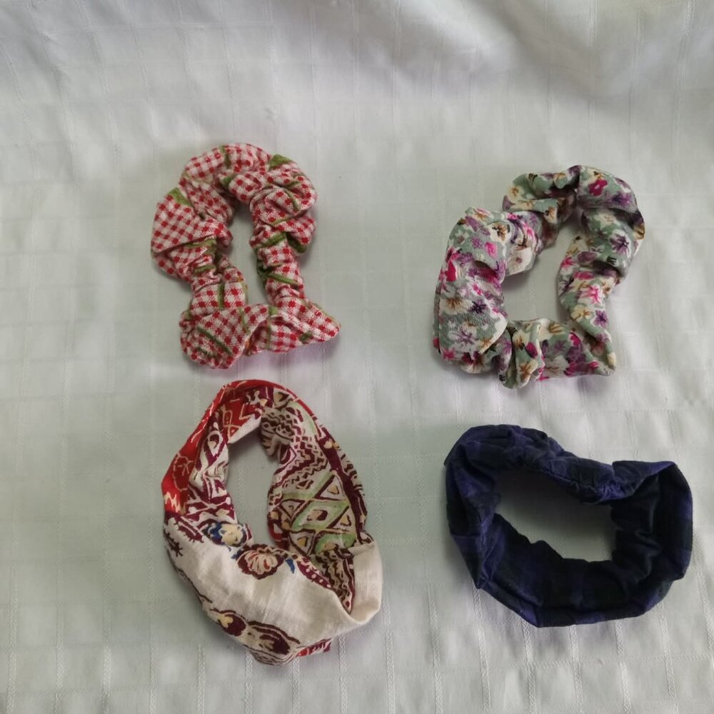 Kit C : 4 Hair scrunchies/hair accessories/dance accessories Handmade